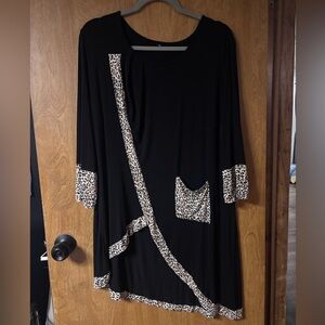 Black top with Leopard Print Accents